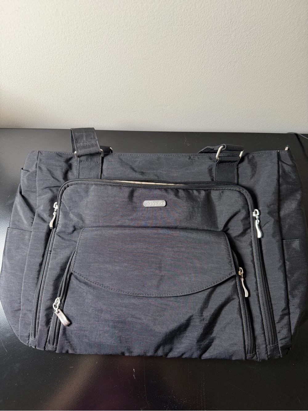Baggallini Black Laptop Tote with Multiple Zip Pockets